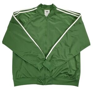 Adidas Track Jacket Mens XL Green White Full Zip H00RM220 M129